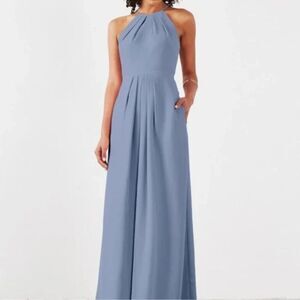 NWT WEDDINGTON WAY Isabelle Dusty Blue Pleated Sleeveless Bridesmaid Dress 14